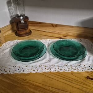 Set Of Forte Crisa Vintage Green Mexican Dishes 2 Plates And 2 Bowls